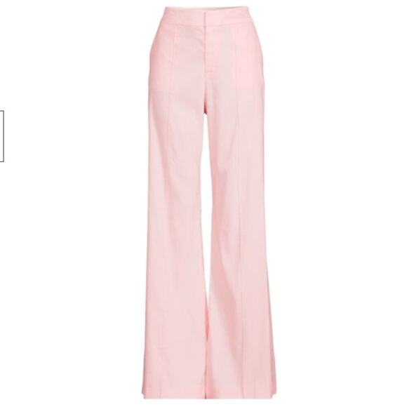 Alice and Olivia Dylan High Rise Pintuck Wide Leg Pants Petal - Picture 4 of 10